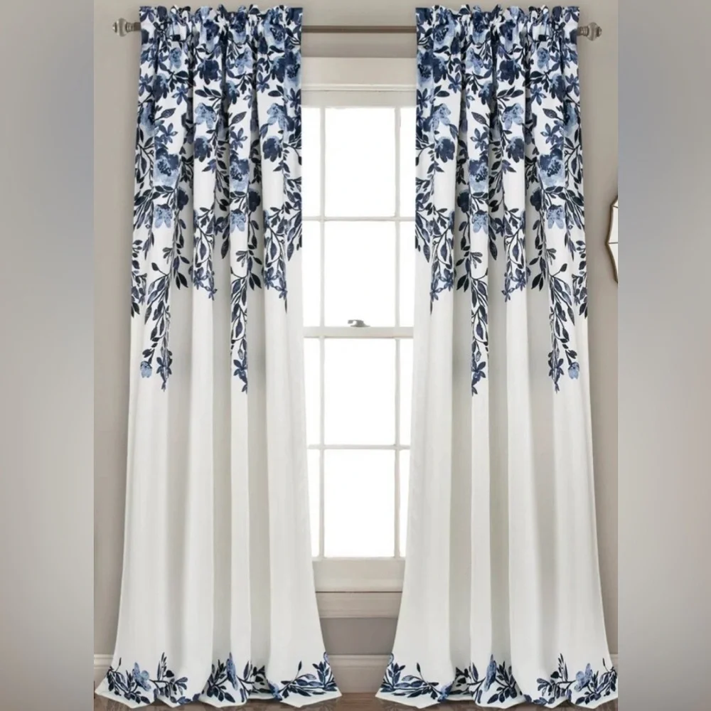 Lush Decor Tanisha Curtains Light Filtering Window Panel Pair Floral Vine Print
